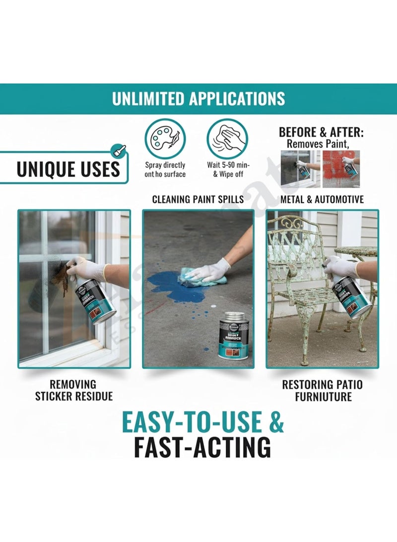 Asmaco All Purpose Paint Remover Spray – Fast Acting Paint & Varnish Stripper for Wood, Metal, Brick & Concrete, Easy Clean Water-Rinsable Formula, Multi-Surface Coating Remover - Image 3